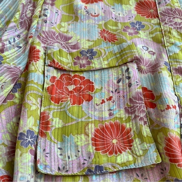 BCBGMAXAZRIA Floral Print Chinoiserie Mini Dress, Drawstring Waist, Size Large - Picture 3 of 11